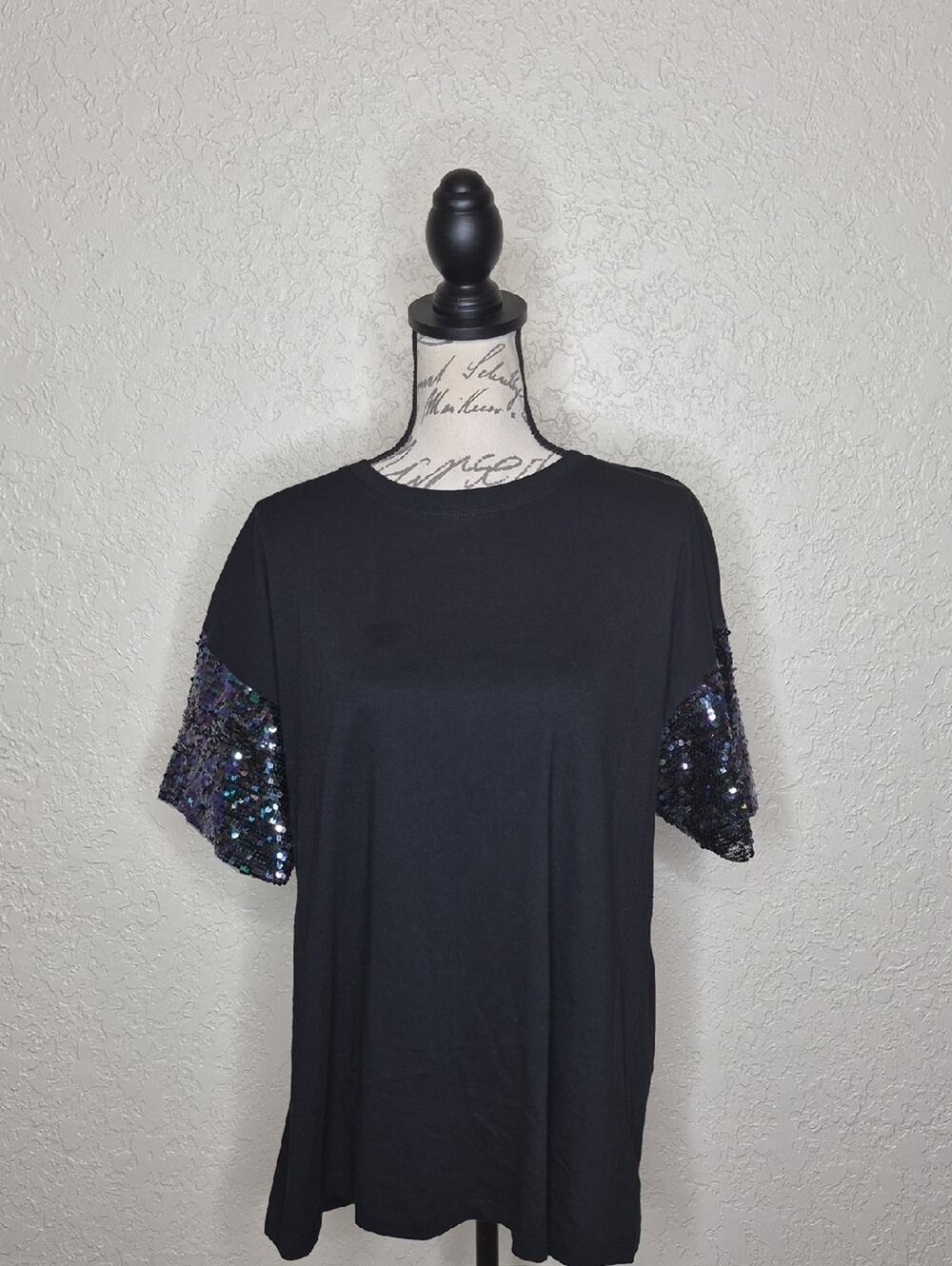 Wild Fable‎ Sequin Sleeve Top Size L